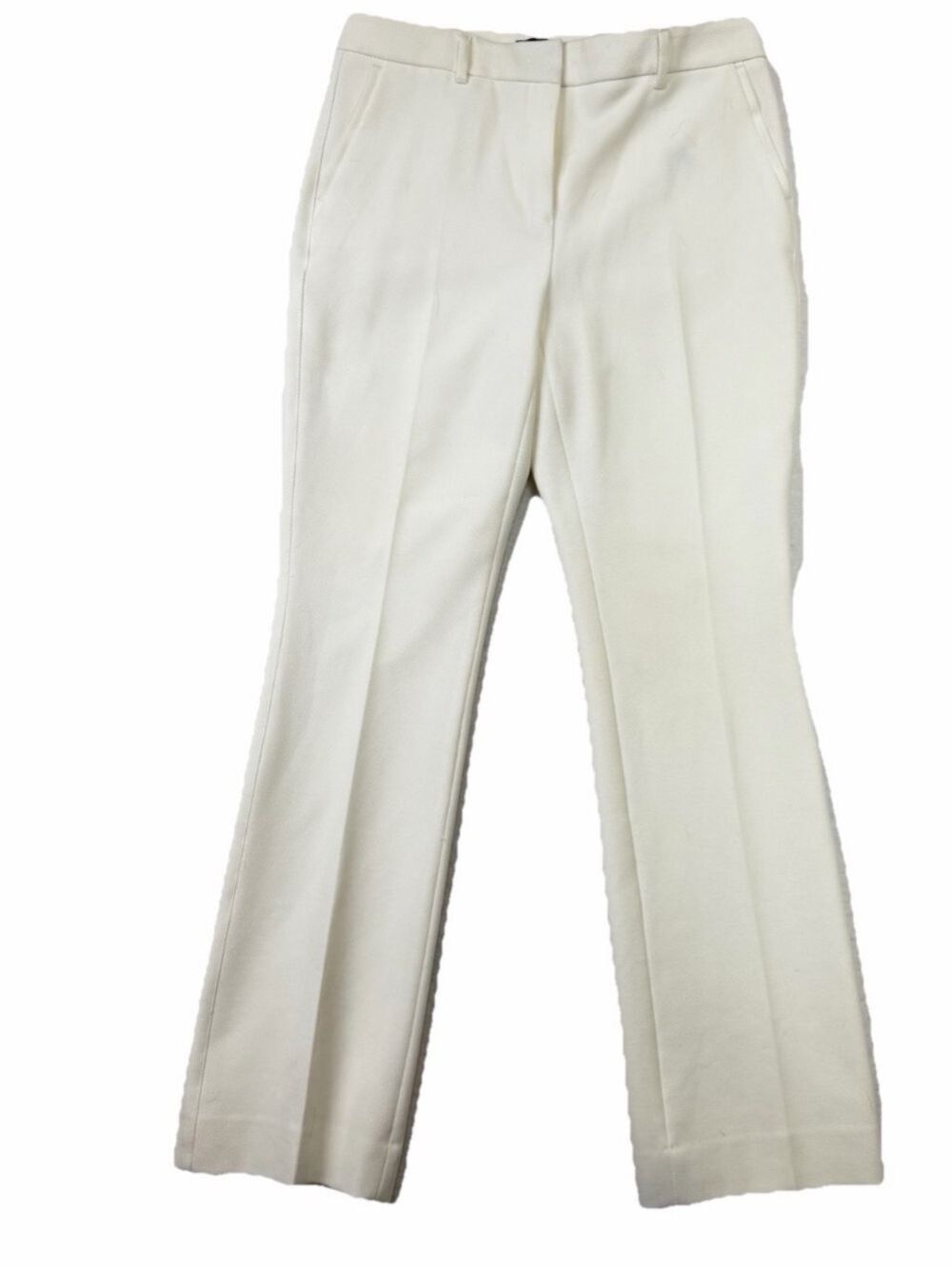White House Black Market The Boot White Textured Flare Pants Size 4 Career - Picture 1 of 10